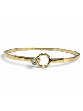 Tiffany & Co Vintage 18K Hook & Eye Diamond Bracelet Bangle Yellow Gold